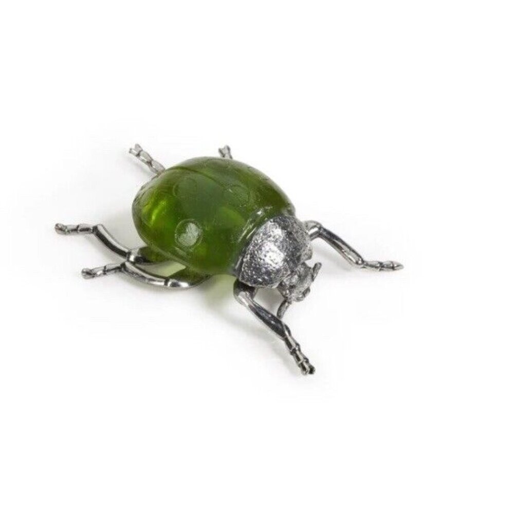 Zodax Decorative Ladybug Figurine Green Silver Paperweight Tabletop Decor New
